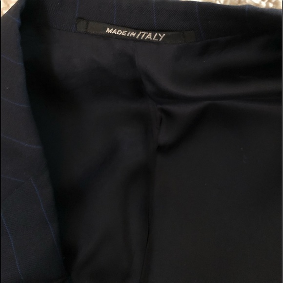 D'Avenza Roma Black with Blue Stripe Wool Blazer - Picture 6 of 11